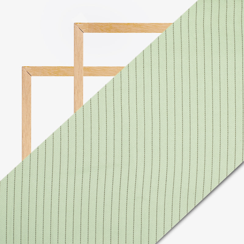 Powder Green Stripes Dobby Rayon Fabric - Fabcurate