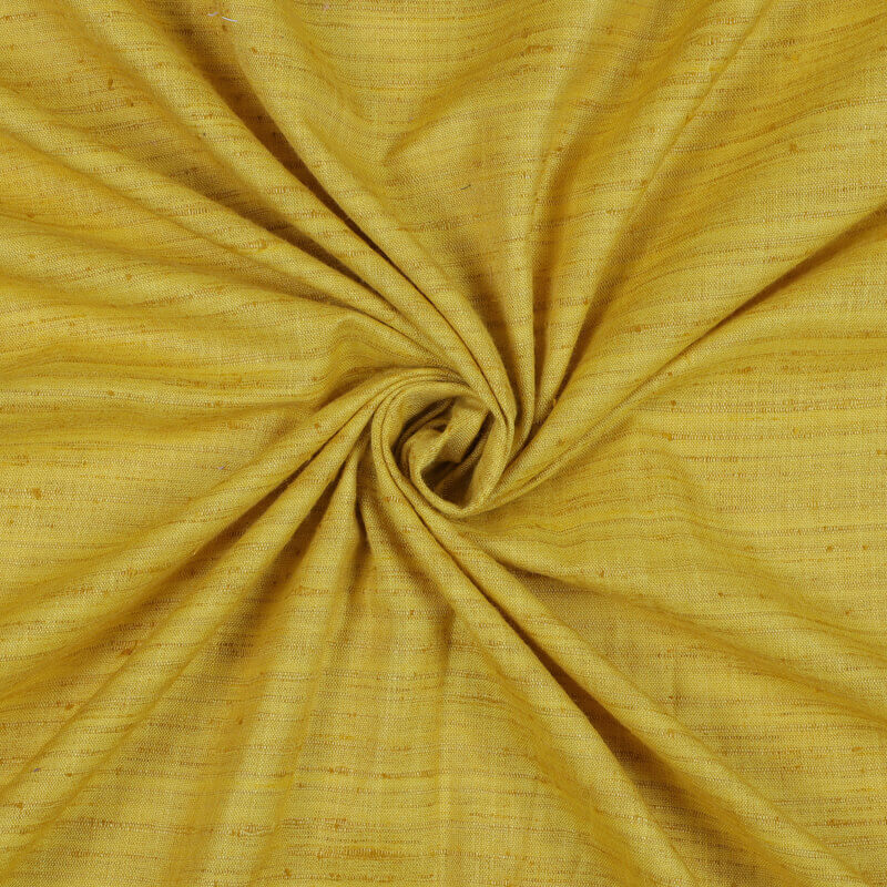 English Yellow Plain Textured Blend Viscose Fabric - Fabcurate