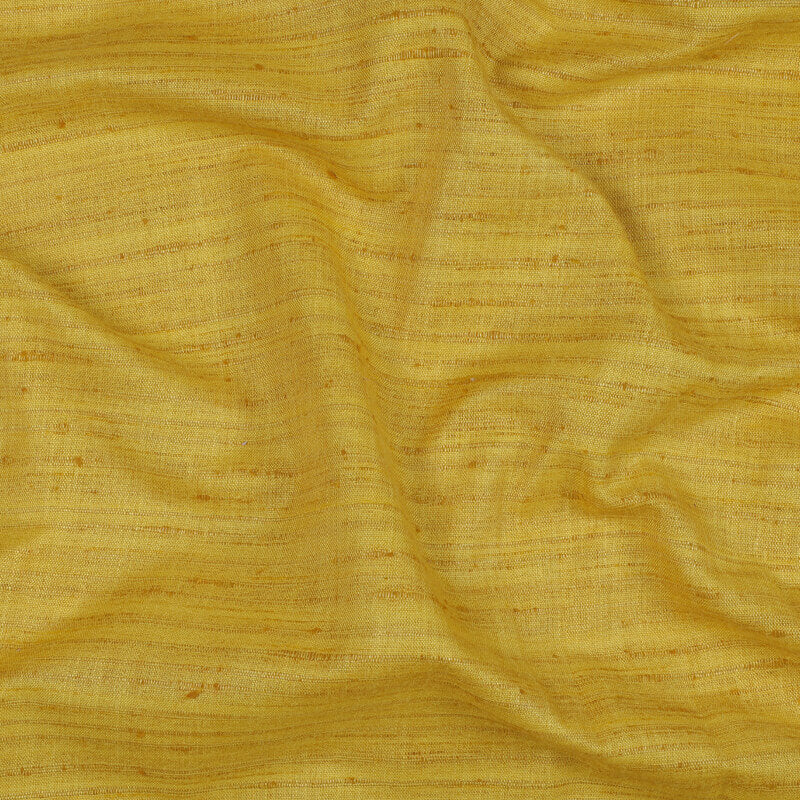 English Yellow Plain Textured Blend Viscose Fabric - Fabcurate