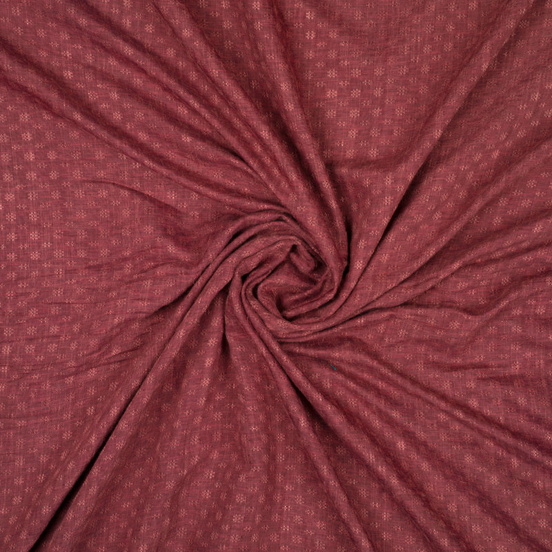Maroon Floral Dobby Dual Tone Viscose Fabric (Width 56 Inches) - Fabcurate