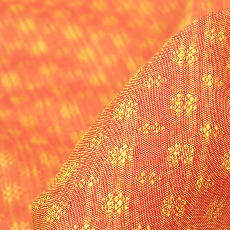 Light Orange And Yellow Floral Dobby Dual Tone Viscose Fabric (Width 56 Inches) - Fabcurate