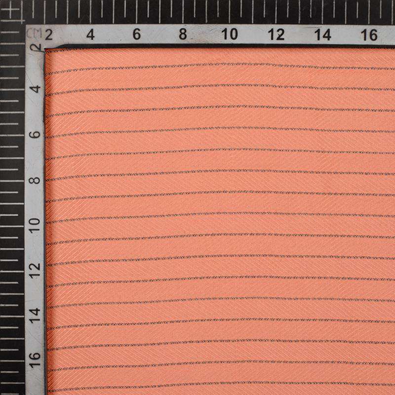 Coral Peach Stripes Dobby Rayon Fabric - Fabcurate