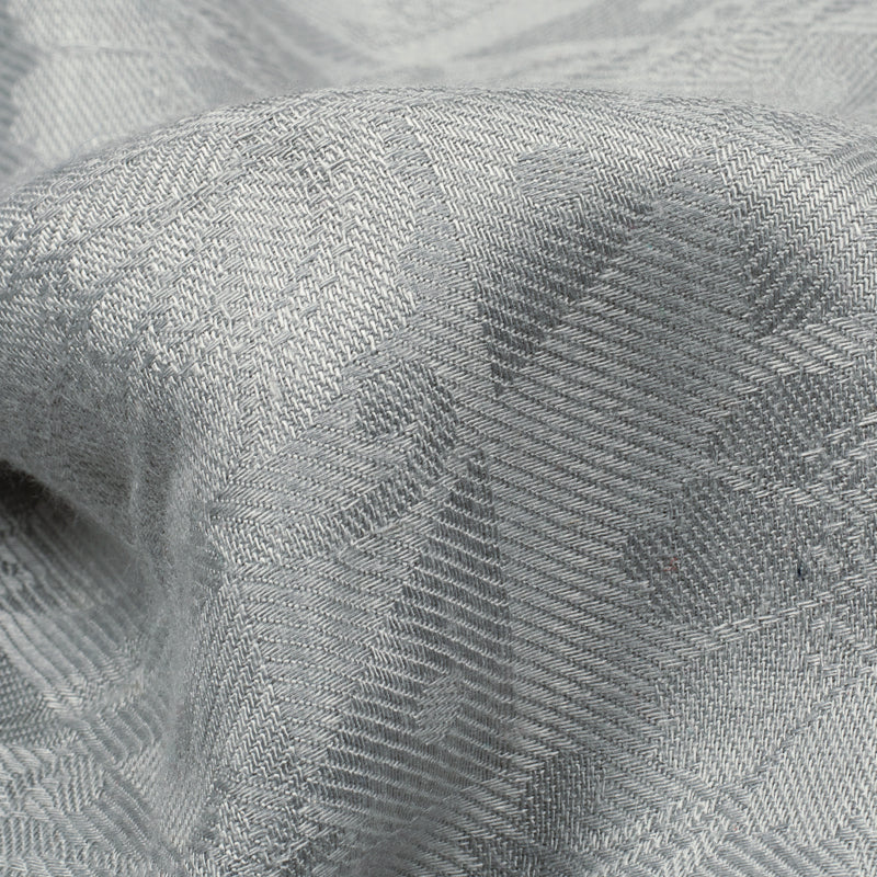 Grey Floral Pattern Rayon Jacquard Fabric - Fabcurate