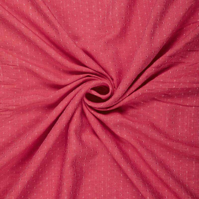 Fuchsia Pink Plain Dobby Rayon Slub Fabric (Width 56 Inches) - Fabcurate