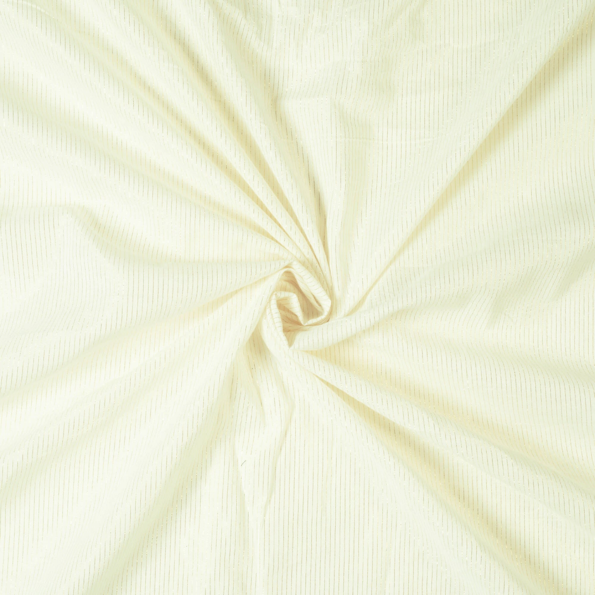 White And Golden Stripes Pattern Dyeable Cotton Lurex Fabric - Fabcurate