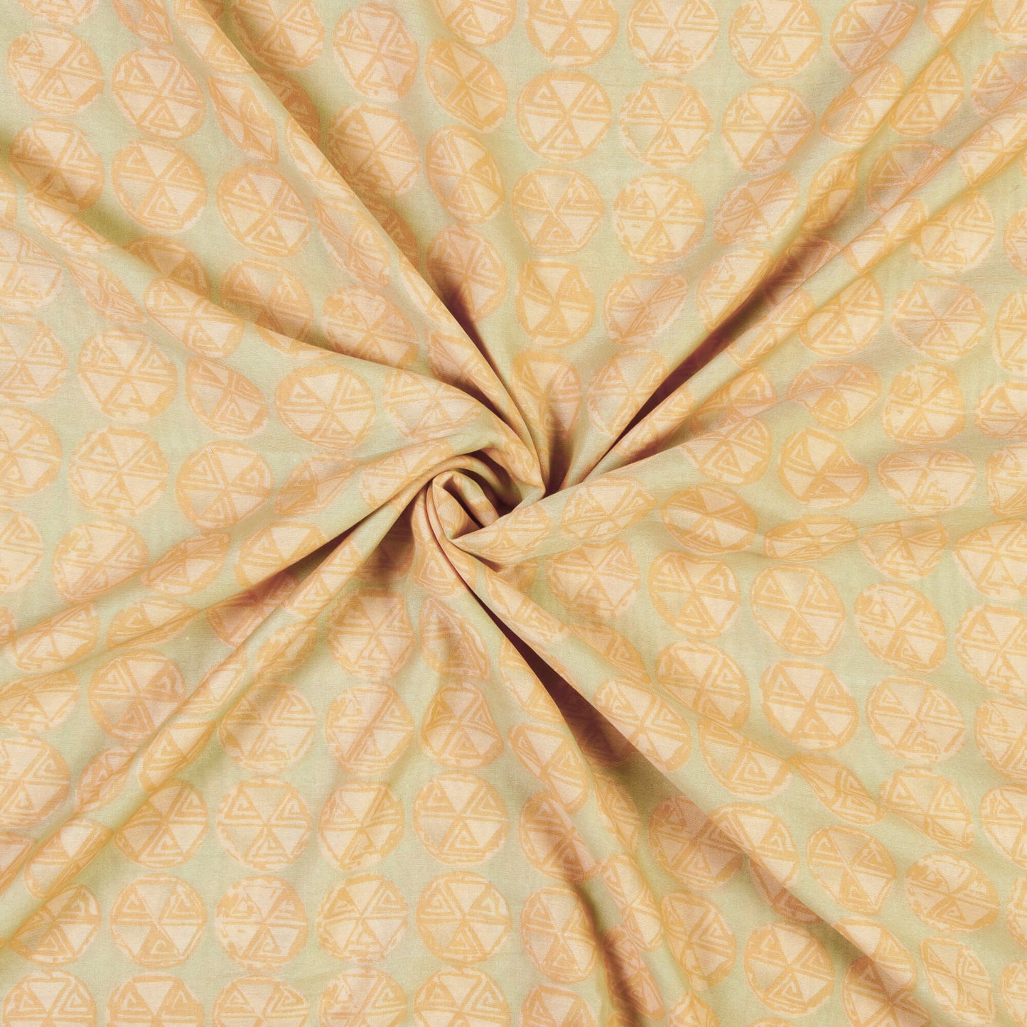 Pastel Grey And Beige Geometric Pattern Screen Print Chanderi Fabric - Fabcurate