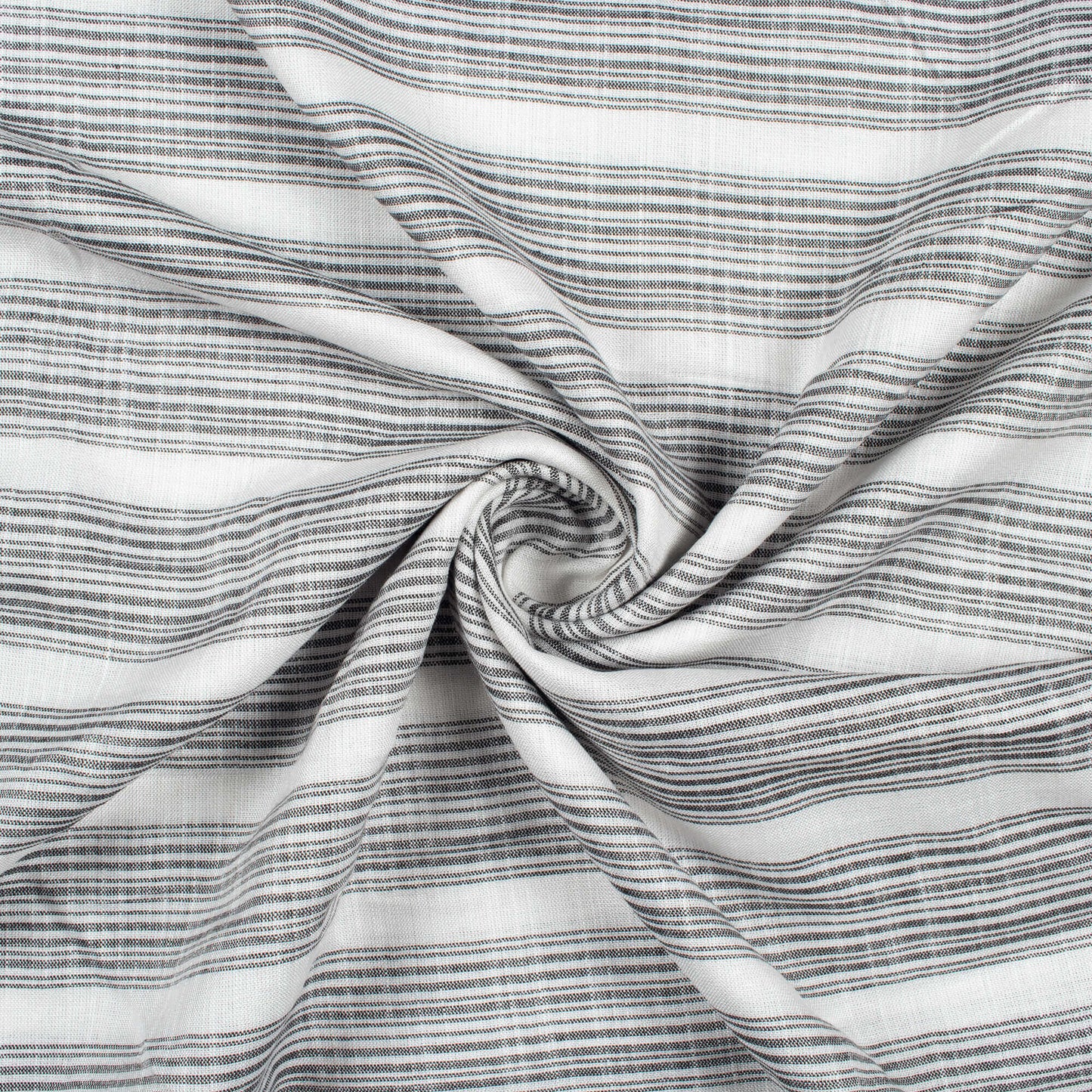 White And Black Stripes Pattern Yarn Dyed Cotton Fabric (Width 58 Inches)
