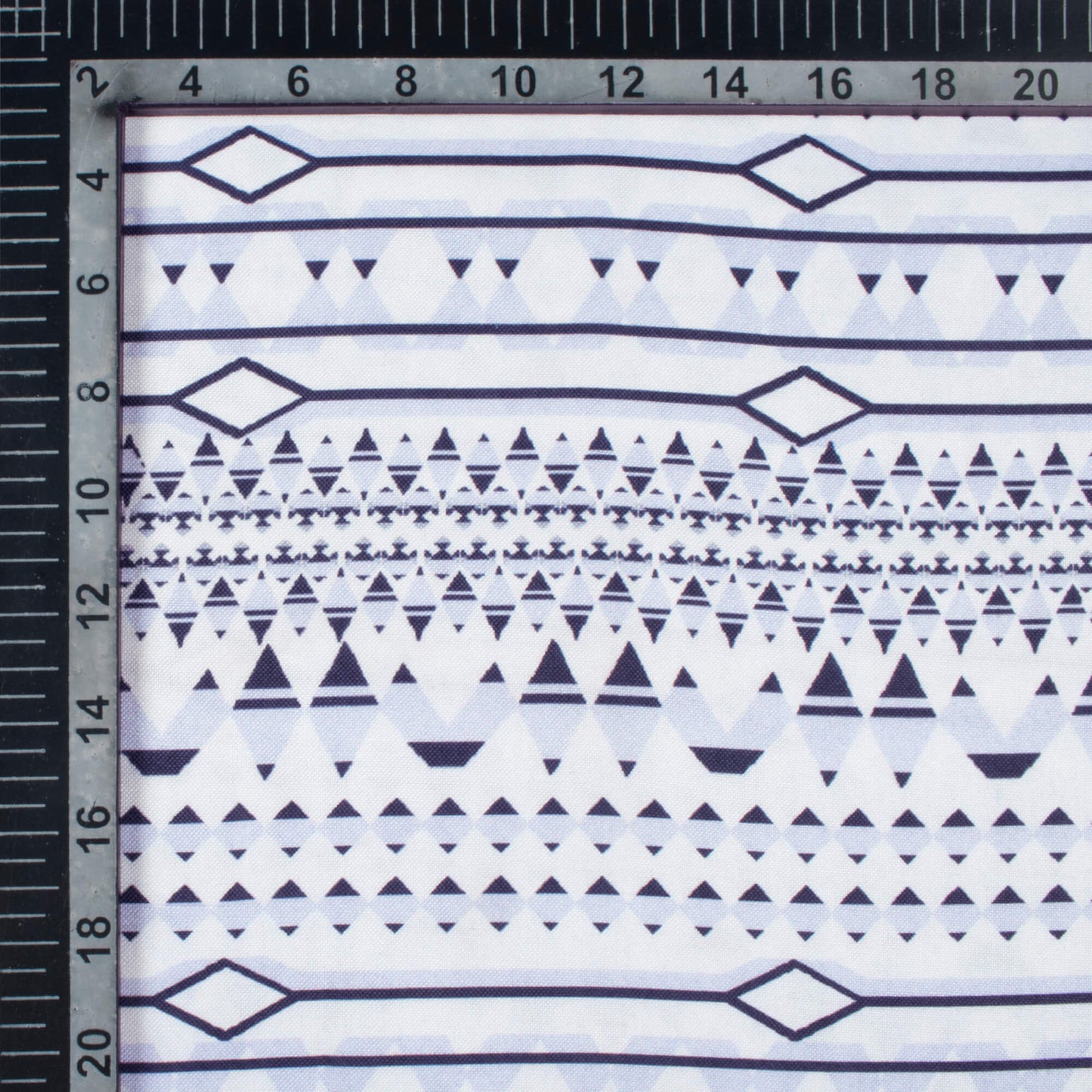 White And Black Geometric Pattern Digital Print Poly Rayon Fabric (Width 58 Inches)