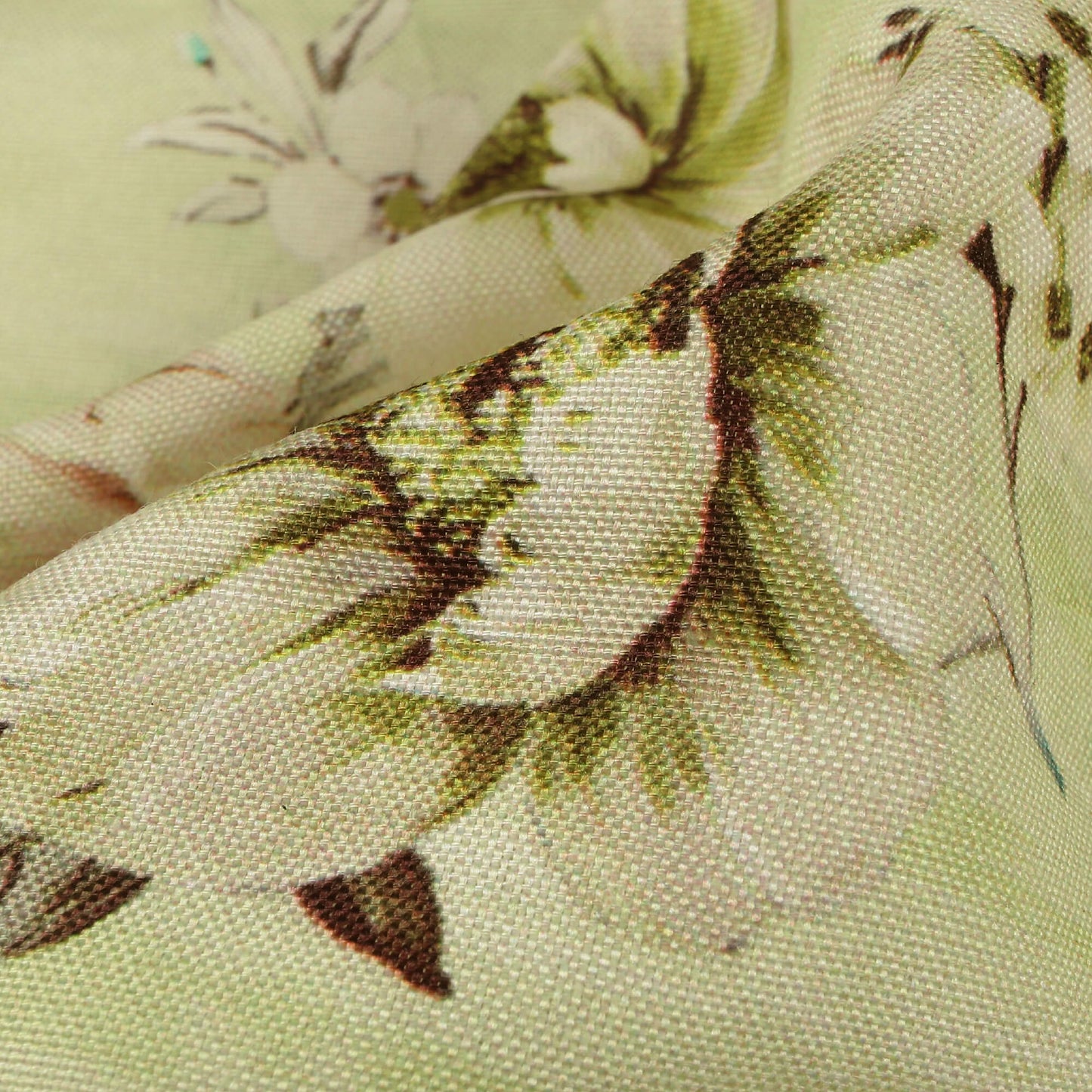 Olive Green And Purple Floral Pattern Digital Print Poly Rayon Fabric (Width 58 Inches)