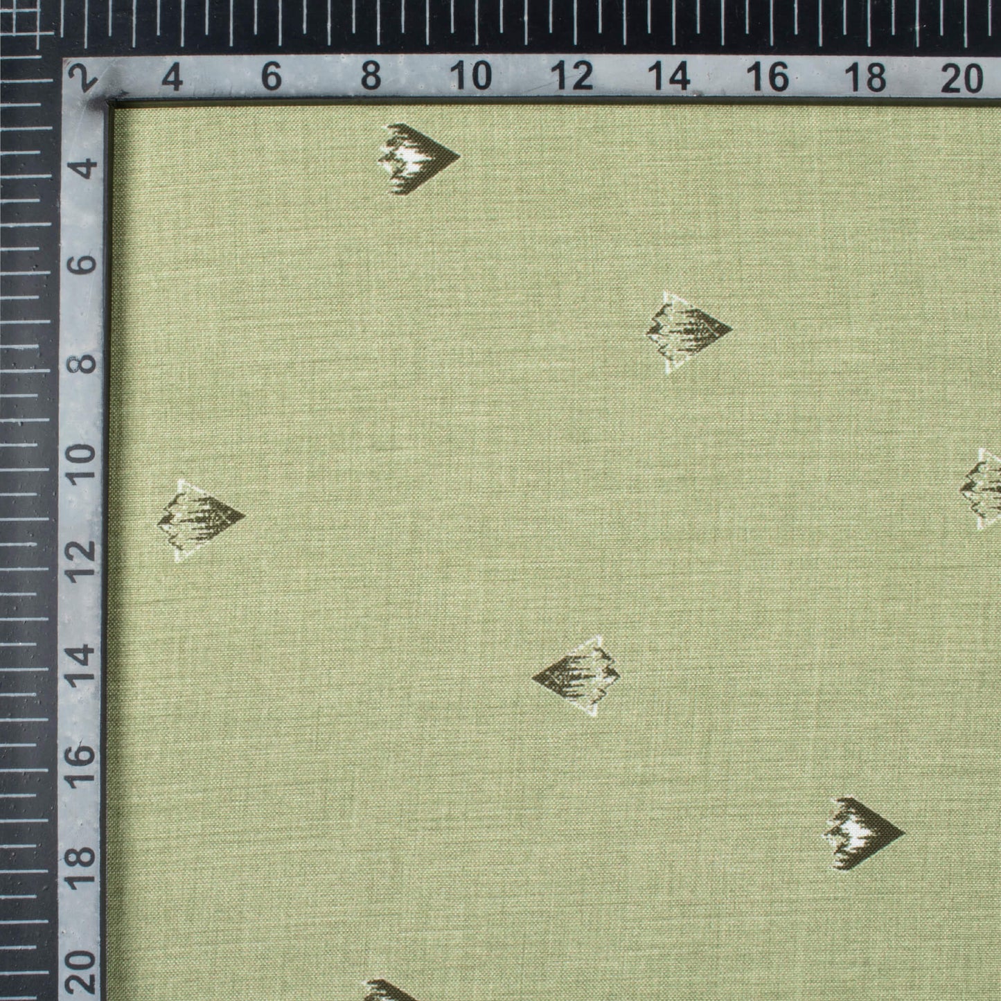 Pistachio Green And Black Booti Pattern Digital Print Poly Rayon Fabric (Width 58 Inches)