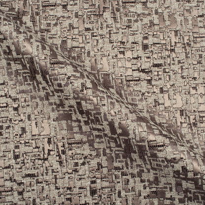 Stone Brown Self Textured Jacquard Premium Curtain Fabric (Width 48 Inches)