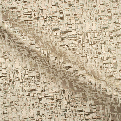 Sand Beige And Brown Self Textured Jacquard Premium Curtain Fabric (Width 48 Inches)