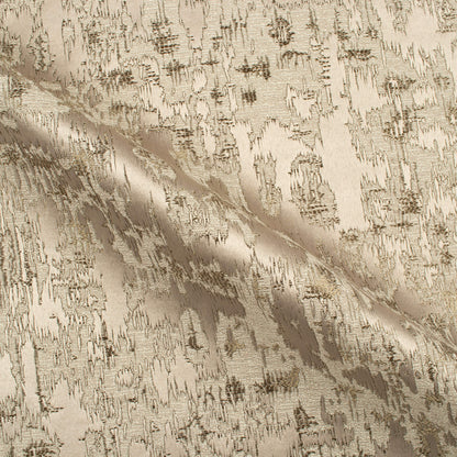 Sand Beige And Brown Self Textured Jacquard Premium Curtain Fabric (Width 48 Inches)