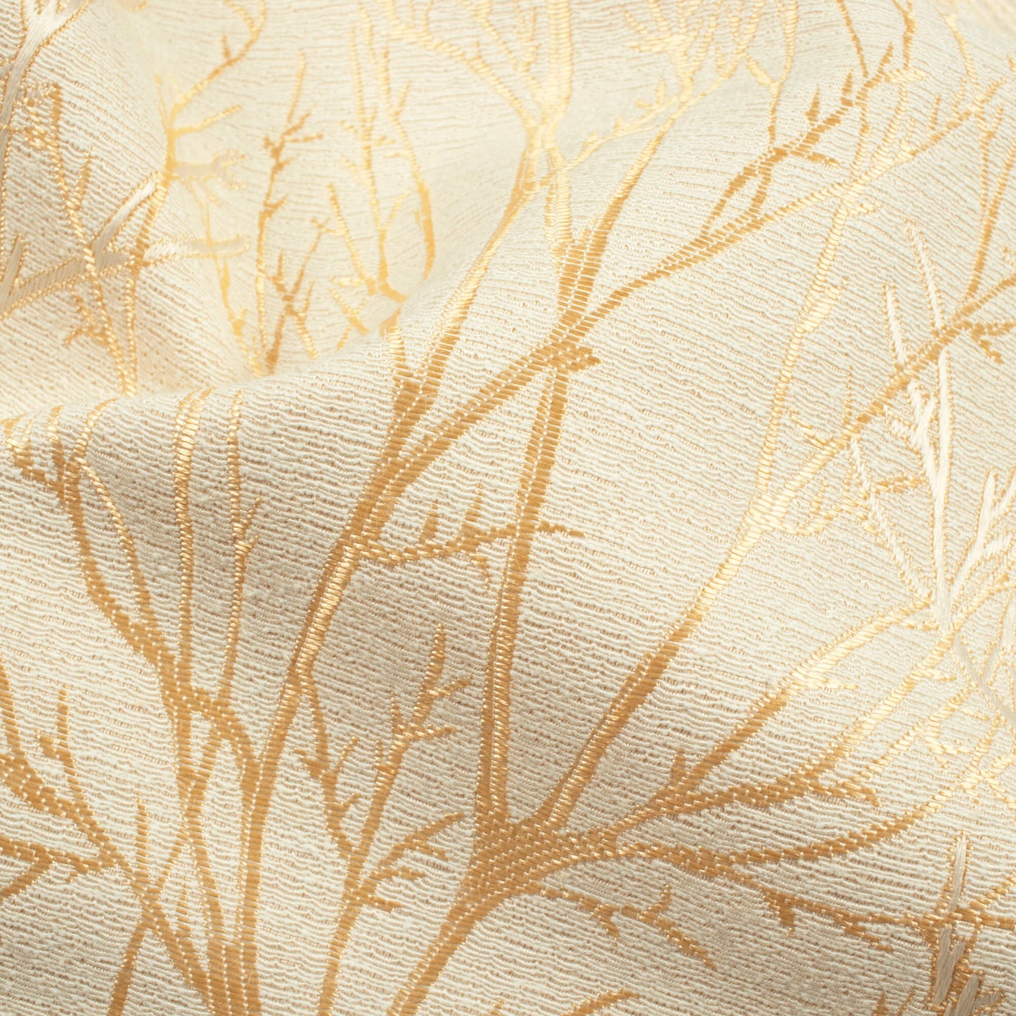 Cream Abstarct Pattern Jacquard Premium Curtain Fabric (Width 48 Inches)