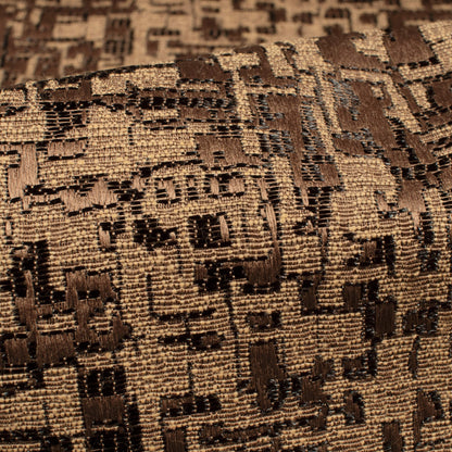 Honey Brown Self Textured Jacquard Premium Curtain Fabric (Width 48 Inches)
