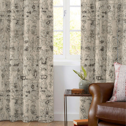 Rhino Grey Self Textured Jacquard Premium Curtain Fabric (Width 48 Inches)