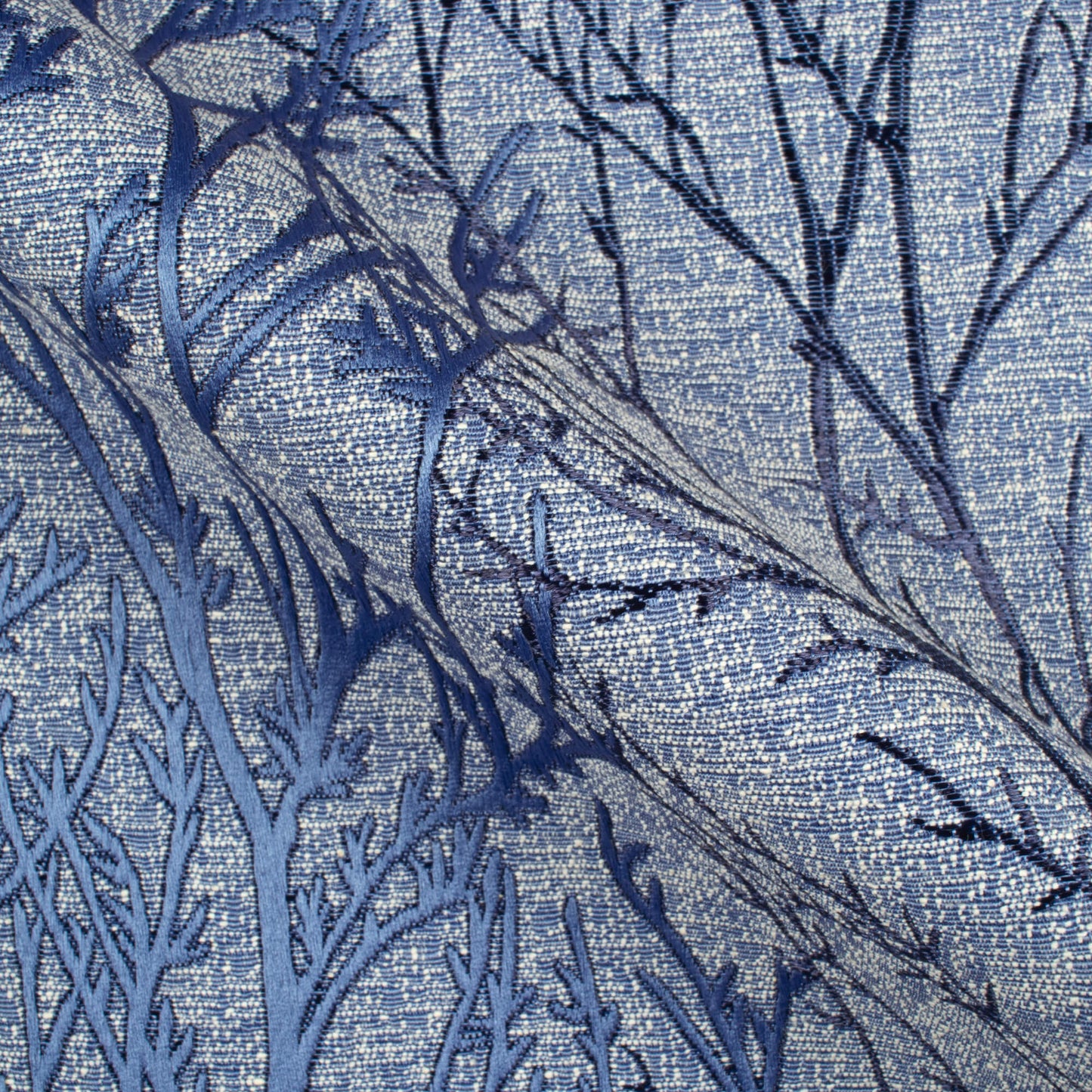 Jordy Blue Abstarct Pattern Jacquard Premium Curtain Fabric (Width 48 Inches)