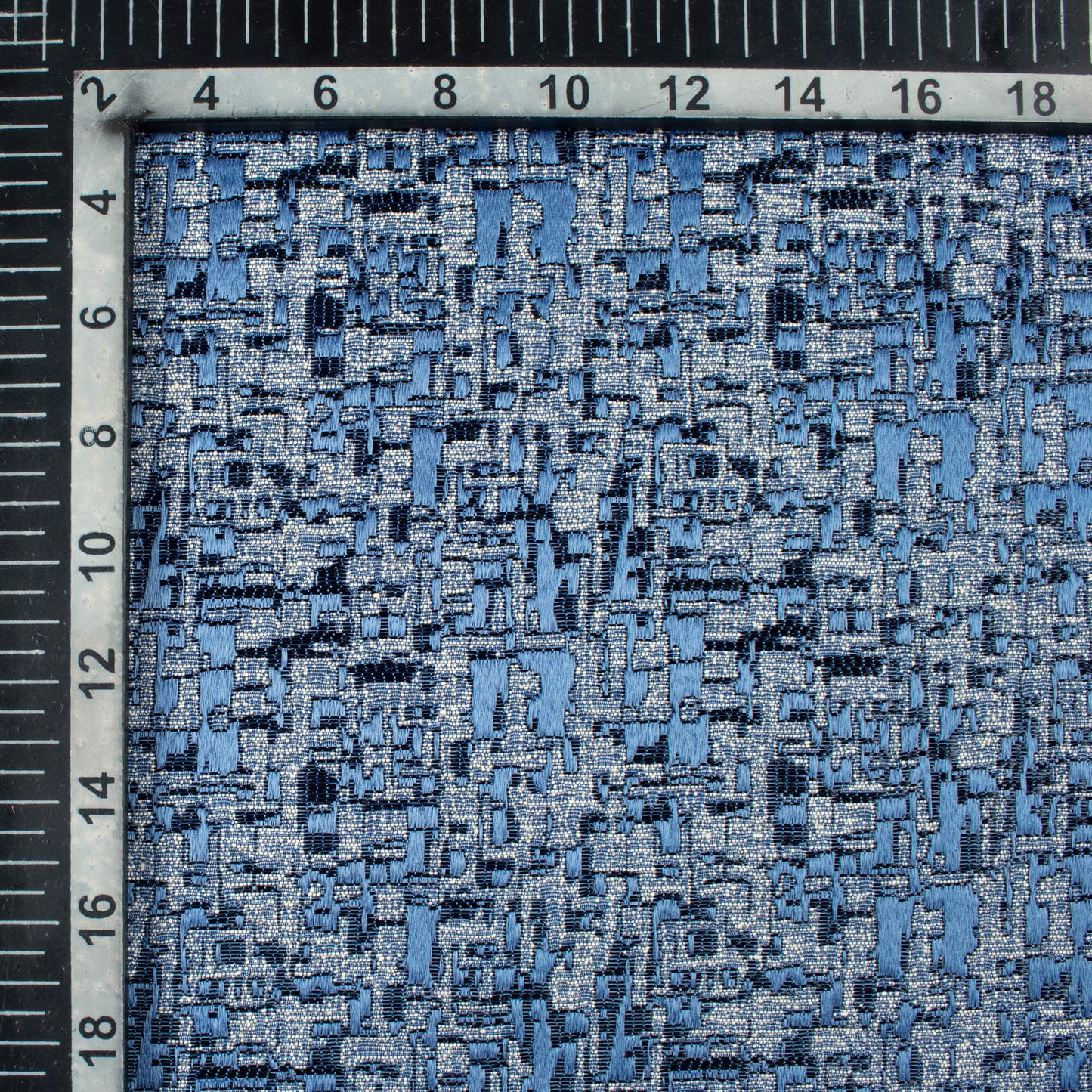 Jordy Blue Self Textured Jacquard Premium Curtain Fabric (Width 48 Inches)