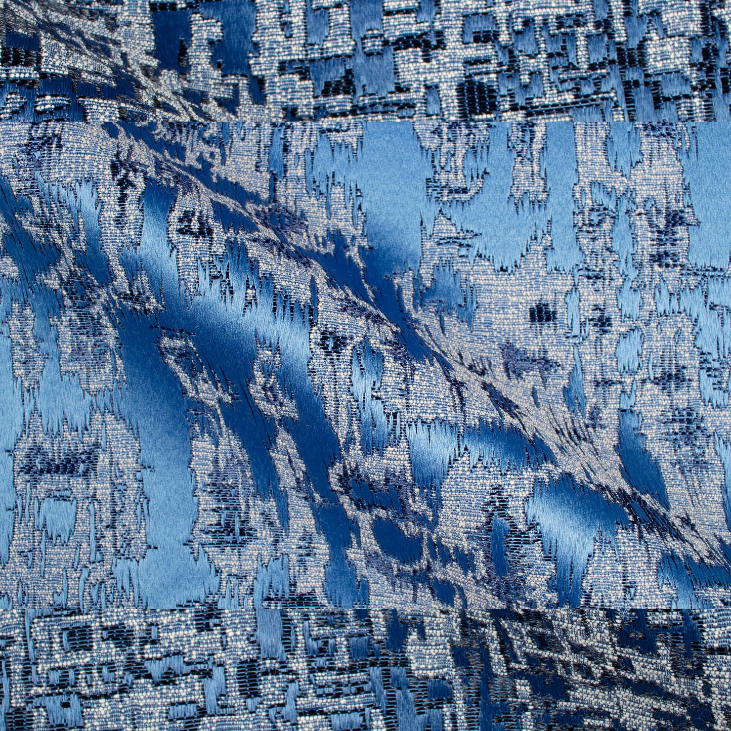 Jordy Blue Self Textured Jacquard Premium Curtain Fabric (Width 48 Inches)