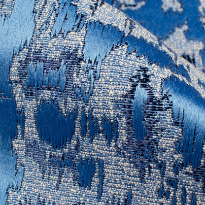 Jordy Blue Self Textured Jacquard Premium Curtain Fabric (Width 48 Inches)