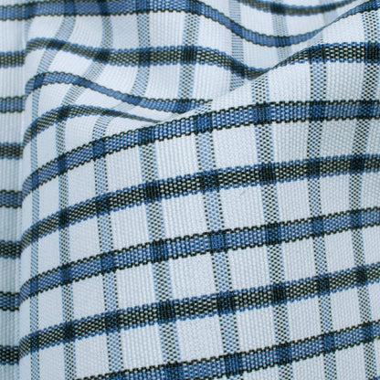 Blue And White Checks Pattern Yarn Dyed Premium Shirting Fabric (Width 58 Inches)
