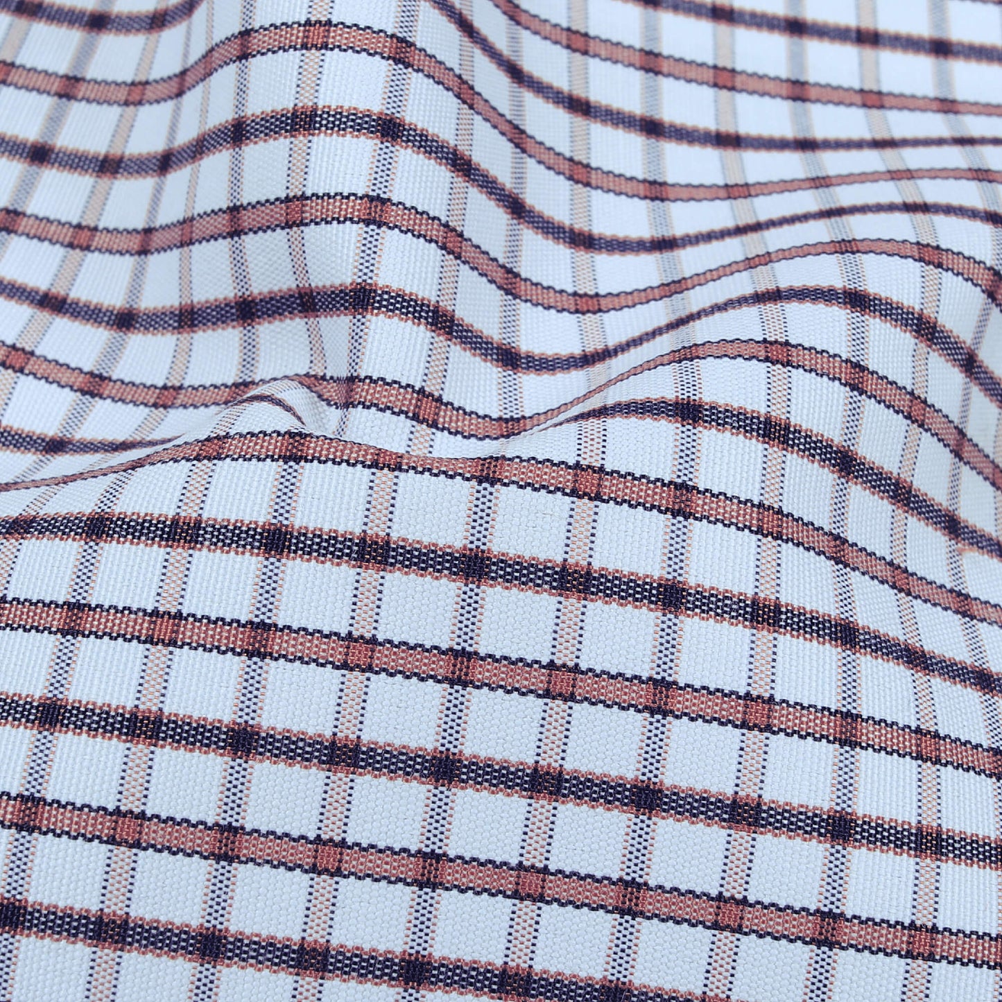 Pecan Brown And White Checks Pattern Yarn Dyed Premium Shirting Fabric (Width 58 Inches)