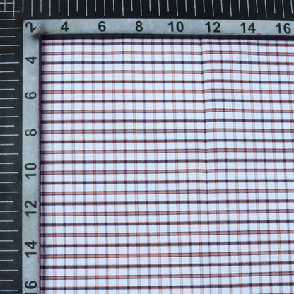 Pecan Brown And White Checks Pattern Yarn Dyed Premium Shirting Fabric (Width 58 Inches)