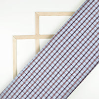 Pecan Brown And White Checks Pattern Yarn Dyed Premium Shirting Fabric (Width 58 Inches)
