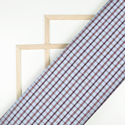 Pecan Brown And White Checks Pattern Yarn Dyed Premium Shirting Fabric (Width 58 Inches)