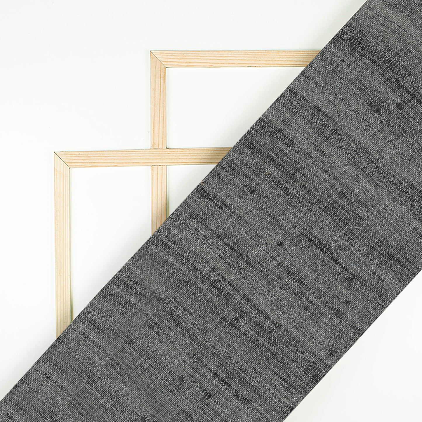 (Cut Piece 0.9 Mtr) Dark Grey Plain Textured Blend Premium Shirting Fabric (Width 58 Inches)