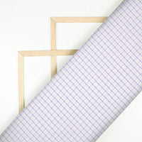 Iris Purple And White Checks Pattern Yarn Dyed Exclusive Shirting Fabric (Width 58 Inches)