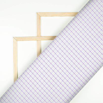 Iris Purple And White Checks Pattern Yarn Dyed Exclusive Shirting Fabric (Width 58 Inches)