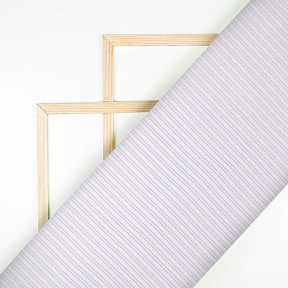 Iris Purple And White Stripes Pattern Yarn Dyed Exclusive Shirting Fabric (Width 58 Inches)