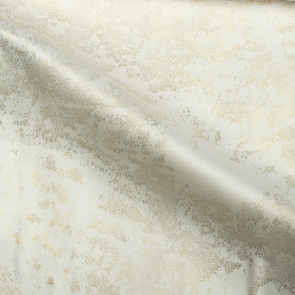 Off White Abstract Pattern Golden Foil Premium Curtain Fabric (Width 54 Inches)