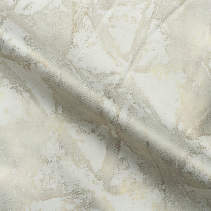 Off White Geometric Pattern Golden Foil Premium Curtain Fabric (Width 54 Inches)