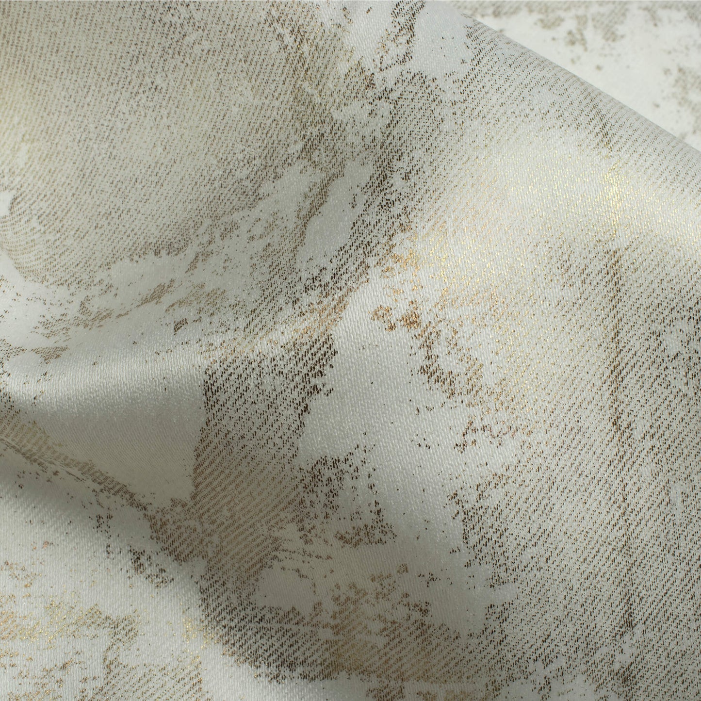 Off White Geometric Pattern Golden Foil Premium Curtain Fabric (Width 54 Inches)