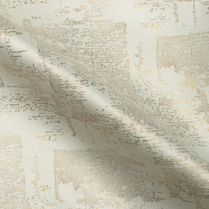 Off White Abstract Pattern Golden Foil Premium Curtain Fabric (Width 54 Inches)