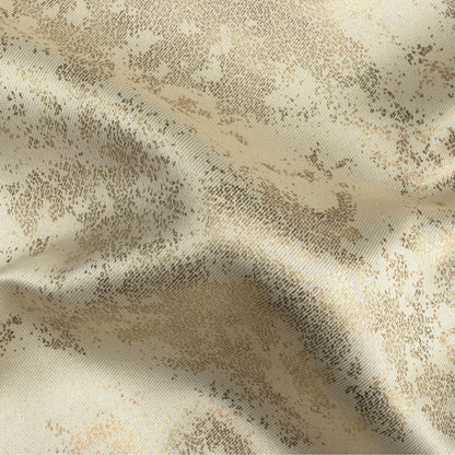 Wheat Brown Abstract Pattern Golden Foil Premium Curtain Fabric (Width 54 Inches)
