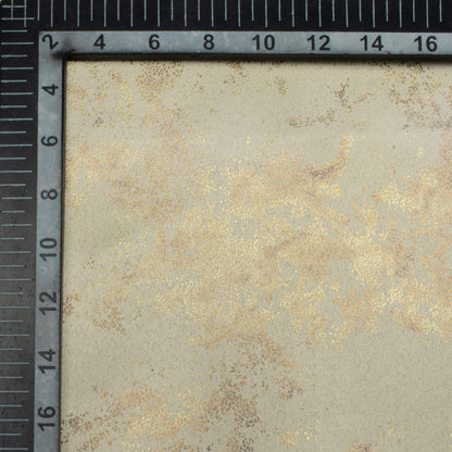 Wheat Brown Abstract Pattern Golden Foil Premium Curtain Fabric (Width 54 Inches)