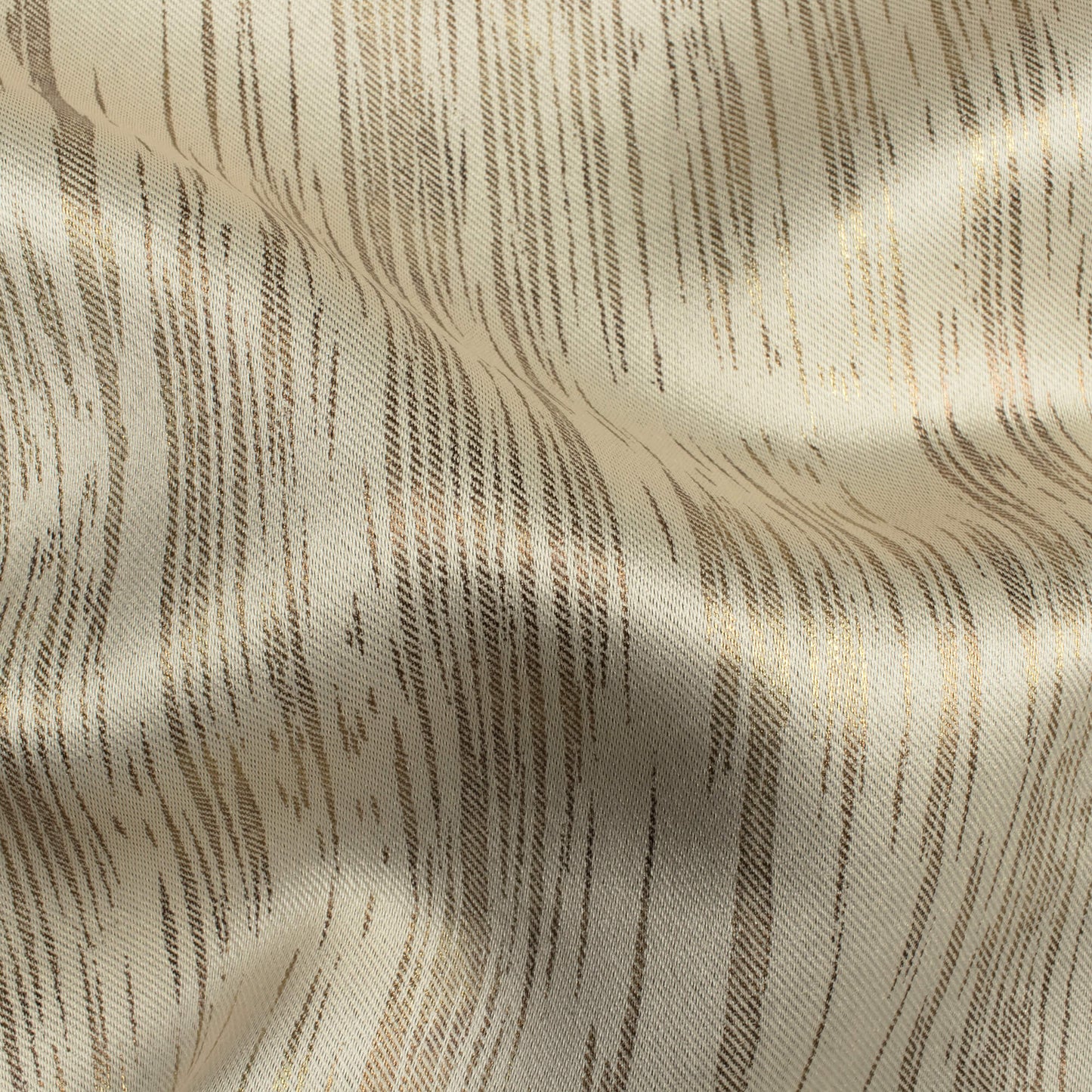 Wheat Brown Textured Golden Foil Premium Curtain Fabric (Width 54 Inches)