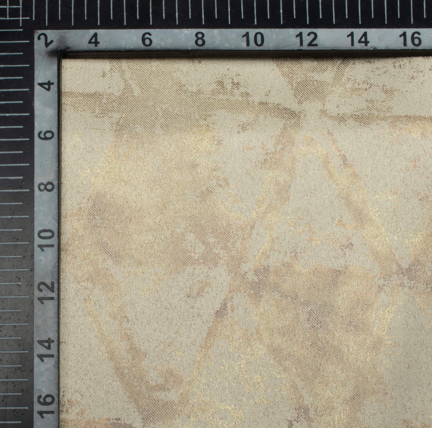 Wheat Brown Geometric Pattern Golden Foil Premium Curtain Fabric (Width 54 Inches)