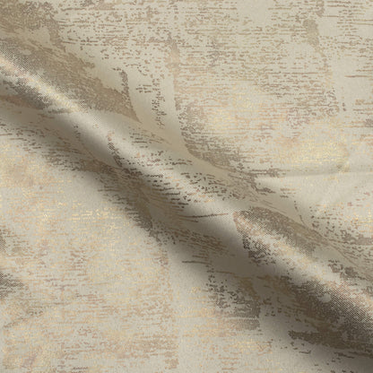 Wheat Brown Abstract Pattern Golden Foil Premium Curtain Fabric (Width 54 Inches)