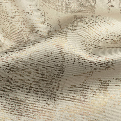 Wheat Brown Abstract Pattern Golden Foil Premium Curtain Fabric (Width 54 Inches)