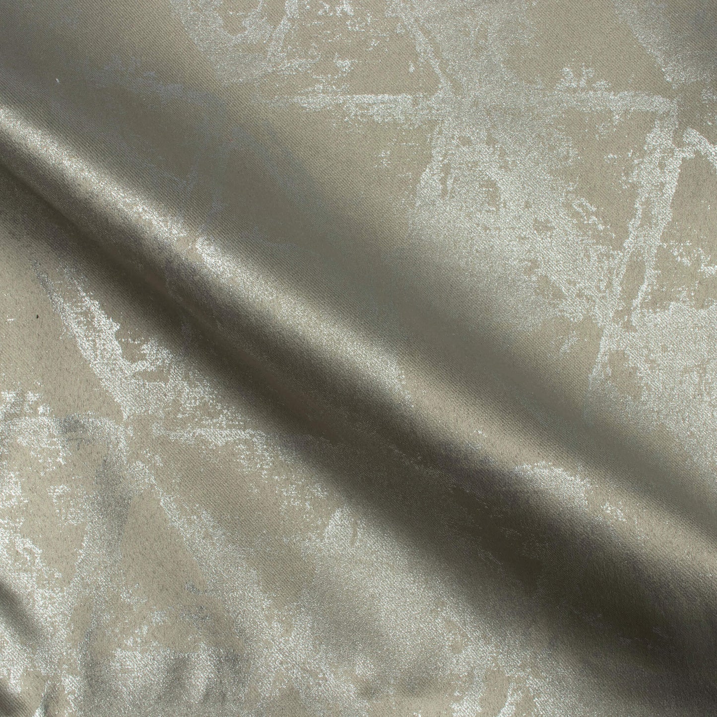 Dolphin Grey Geometric Pattern Silver Foil Premium Curtain Fabric (Width 54 Inches)