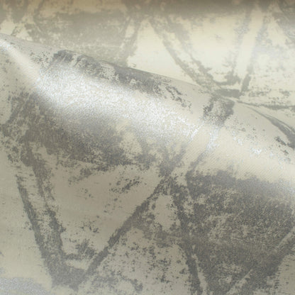 White Geometric Pattern Silver Foil Premium Curtain Fabric (Width 54 Inches)