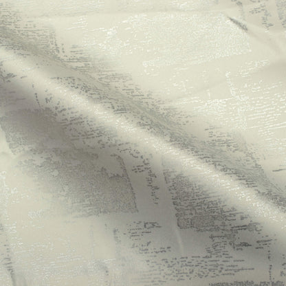 White Abstract Pattern Silver Foil Premium Curtain Fabric (Width 54 Inches)