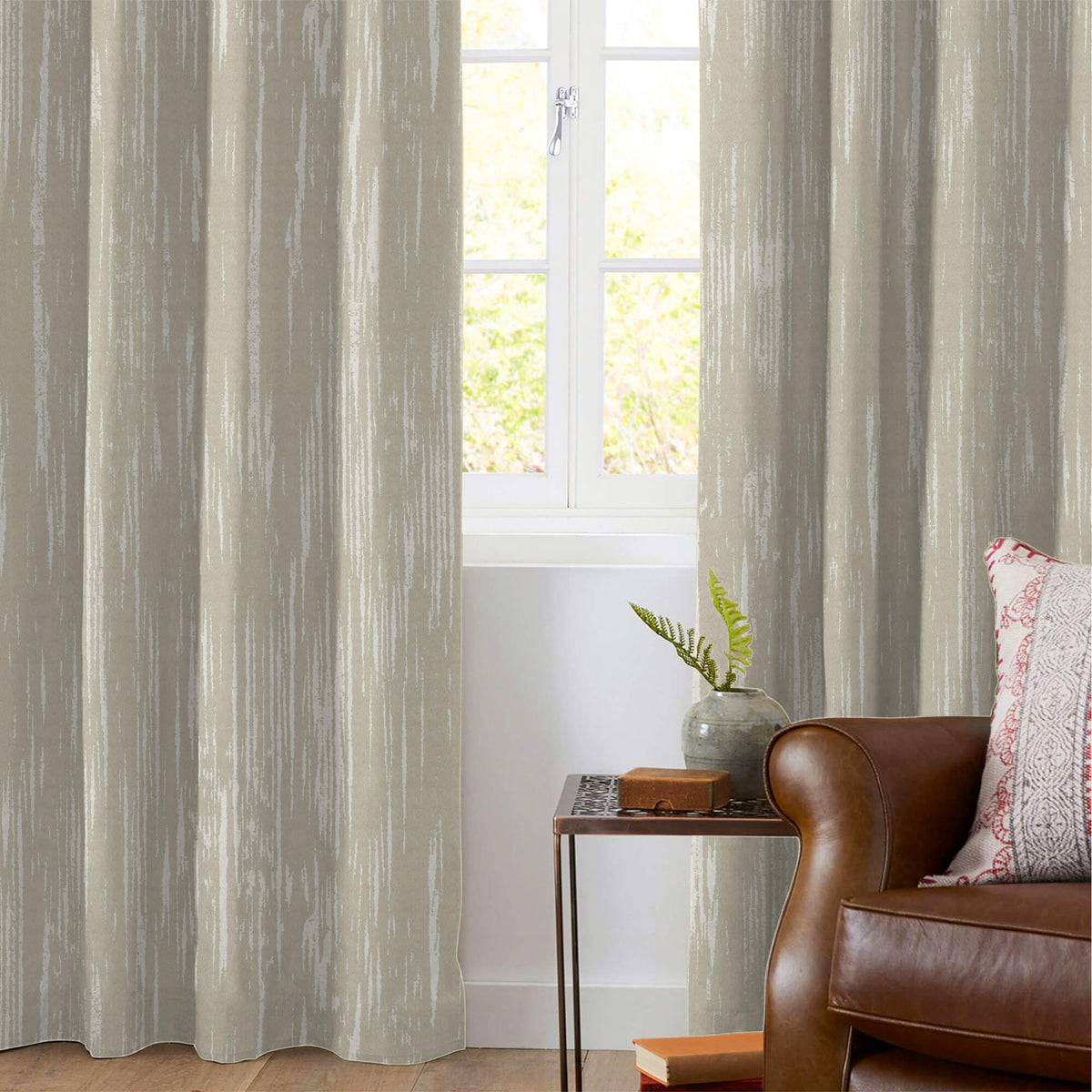 Rino Grey Textured Silver Foil Premium Curtain Fabric (Width 54 Inches)