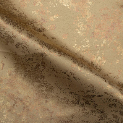 Camel Brown Abstract Pattern Golden Foil Premium Curtain Fabric (Width 54 Inches)