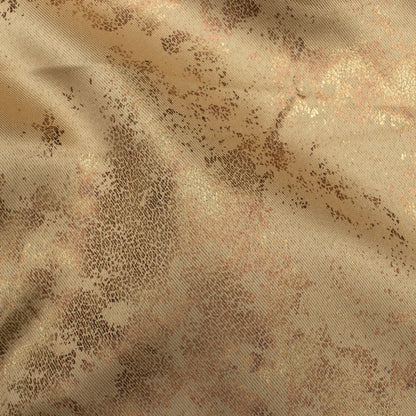 Camel Brown Abstract Pattern Golden Foil Premium Curtain Fabric (Width 54 Inches)