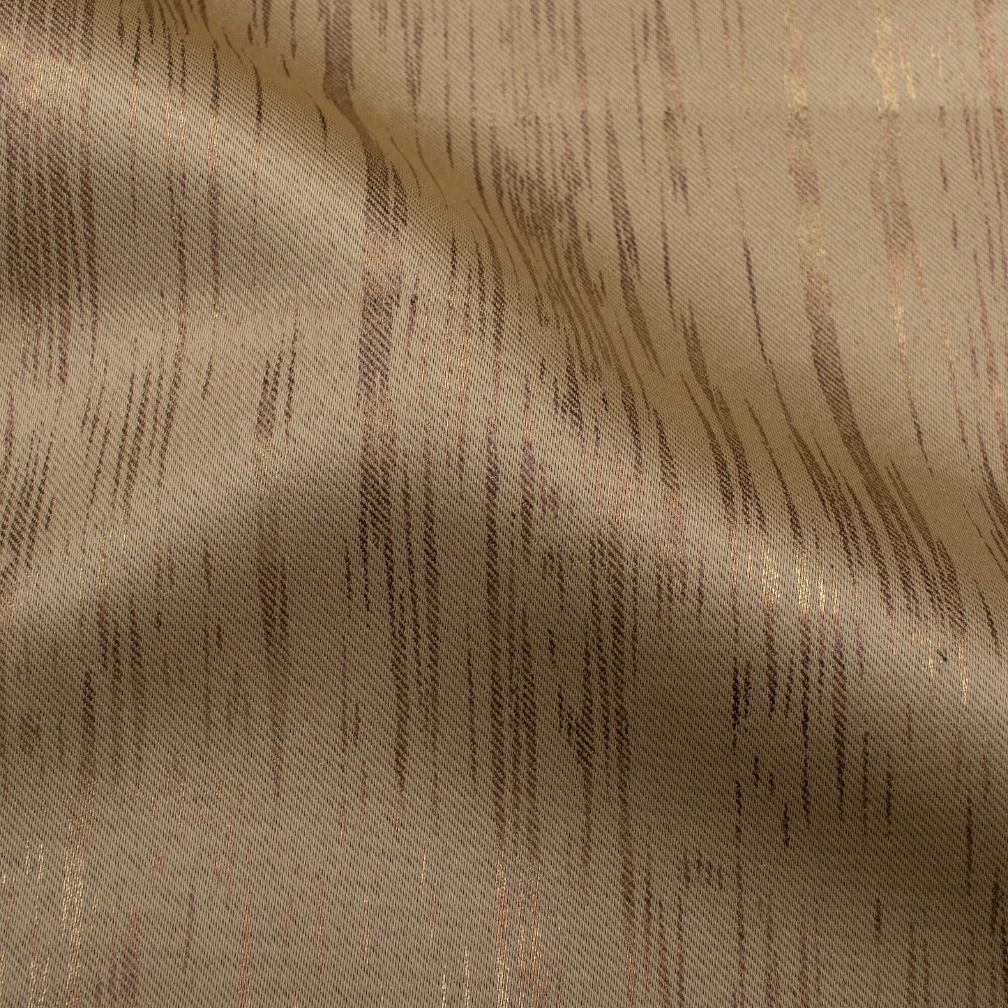 Camel Brown Textured Golden Foil Premium Curtain Fabric (Width 54 Inches)